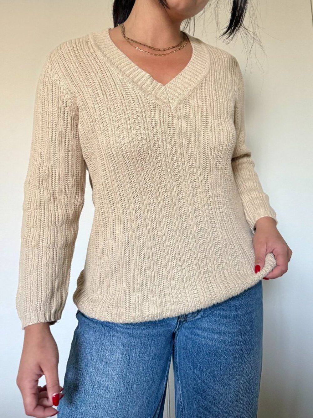 vintage faded glory cream sweater